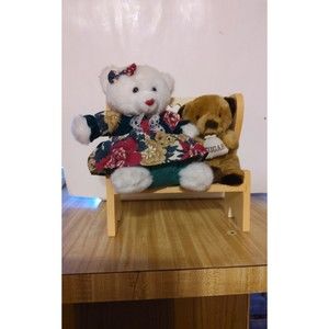 Plush Two Bears On A Bench